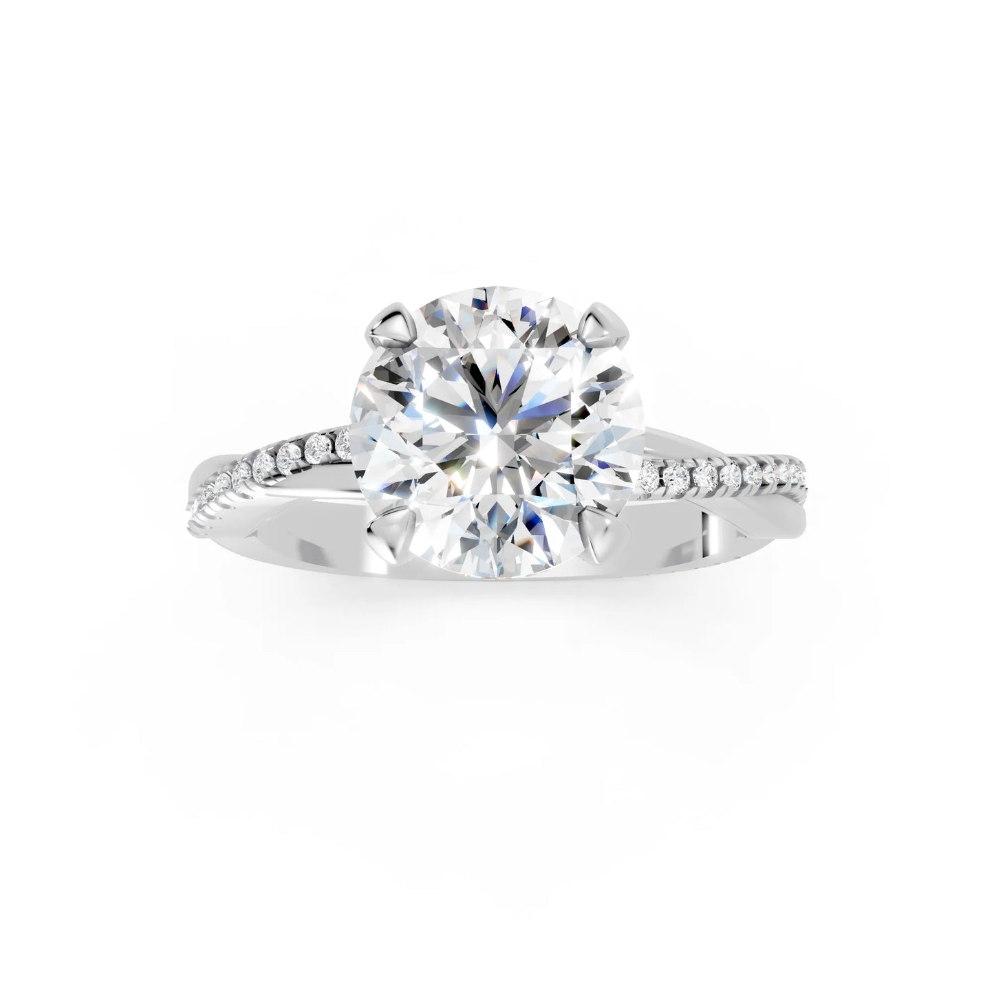 14K Gold Round Cut Diamond Twisted Vine Hidden Halo Engagement Ring