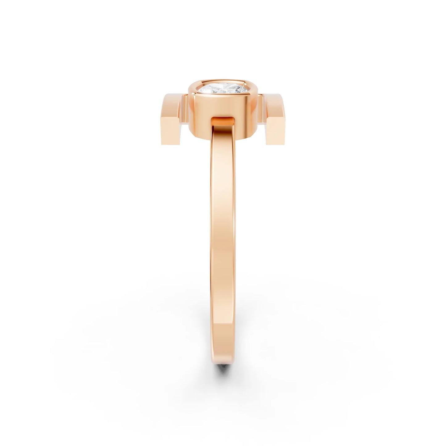 14K Gold Cushion Cut Diamond Modern Bezel Engagement Ring