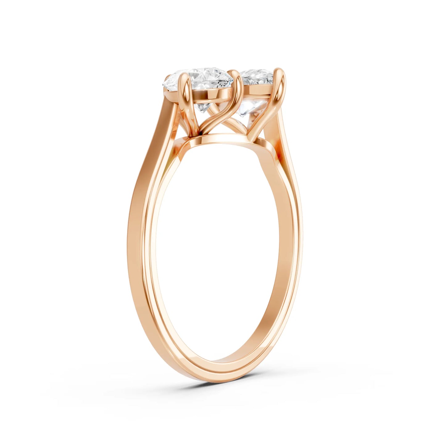 14K Gold Pear Cut Diamond Toi et Moi Kissing Engagement Ring