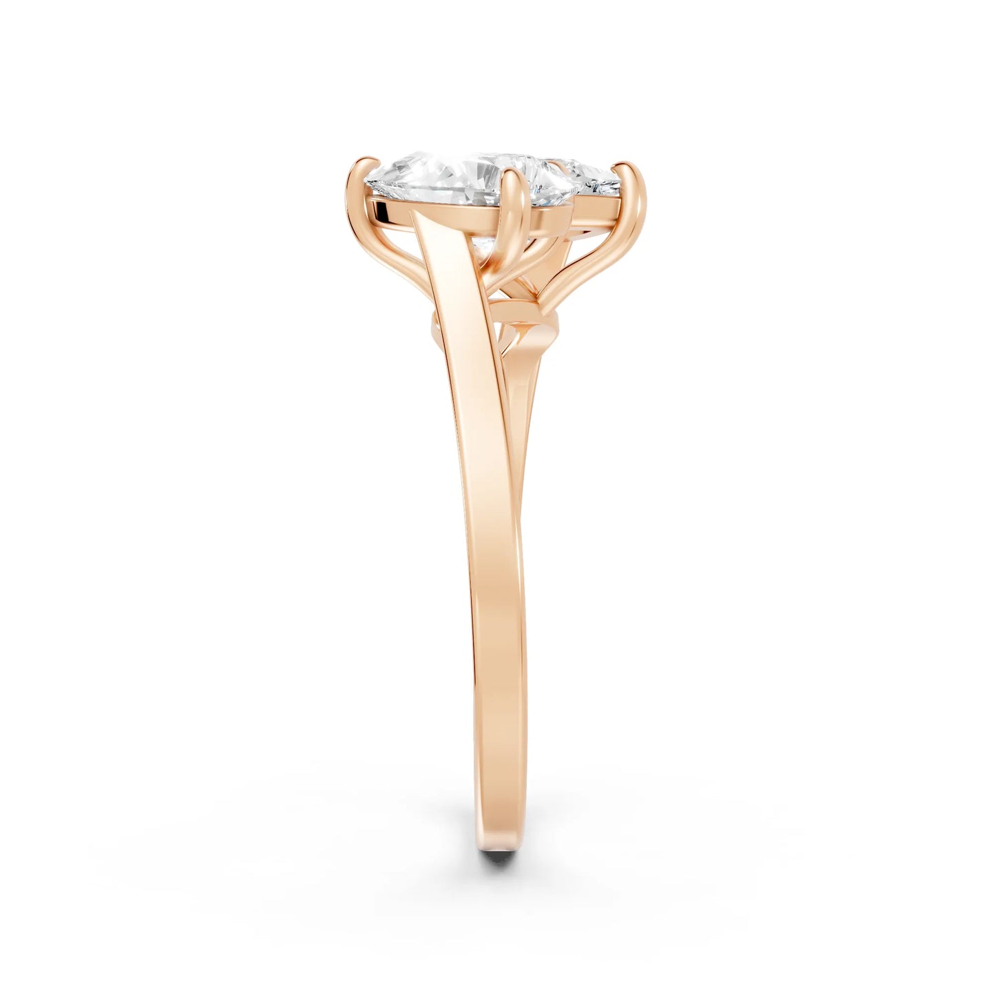 14K Gold Pear Cut Diamond Toi et Moi Kissing Engagement Ring