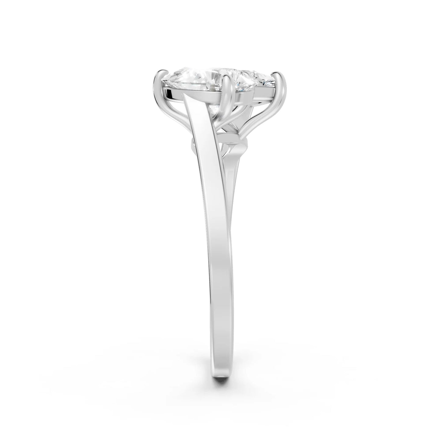 14K Gold Pear Cut Diamond Toi et Moi Kissing Engagement Ring
