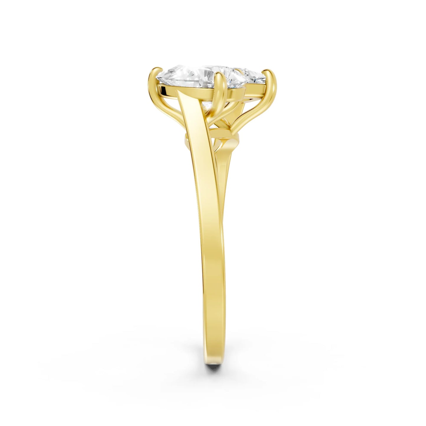 14K Gold Pear Cut Diamond Toi et Moi Kissing Engagement Ring