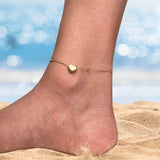 Dainty Heart Anklet with Gold Filled Chain | Minimal Foot Jewelry for Women | Summer Beach Gift | Romantic Adjustable Charm Anklet
