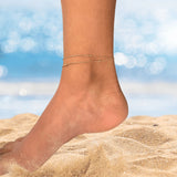 Double Layer Gold Anklet | Dainty Summer Anklet | Minimalist Beaded Chain Anklet | Adjustable Beach Jewelry | Perfect Gift for Her
