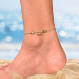 Boho fish charm anklet with gold chain | triple bell charm anklet| beach-inspired foot jewelry | Unique gift for her