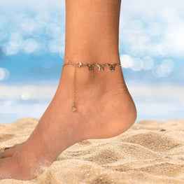 Gold Butterfly Anklet | Dainty Gold-Filled Anklet | Butterfly Charm Ankle Bracelet | Adjustable Summer Beach Jewelry | Gift for Her