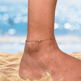 Five coin charm anklet with dainty gold chain | Boho foot jewelry | Beachy ankle bracelet | Summer fashion accessory | Gift for her