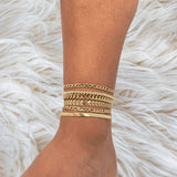 Gold Layered Anklet for Women | 18K Plated Beach Ankle Bracelet | Adjustable, Waterproof, Boho Summer Jewelry | Dainty Leaf Chain Gift
