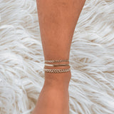 Triple Layer Gold Anklet | 18K Gold Plated Beach Jewelry for Women | Dainty, Waterproof & Adjustable Ankle Chain | Boho Summer Gift