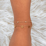 Dainty Gold Evil Eye Anklet | Layered Charm Ankle Bracelet | Protection Jewelry | Dainty Foot Chain | Unique Gift for Her