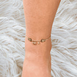 Boho fish charm anklet with gold chain | triple bell charm anklet| beach-inspired foot jewelry | Unique gift for her