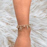 Boho butterfly charm anklet with gold chain | multicolor bead accent | nature-inspired foot jewelry | beach Perfect gift for her