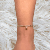 Layered anklet with paperclip & cable chain | gold charm drop anklet | beach foot jewelry | dainty double chain anklet gift