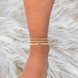 Gold Anklet Set for Women | 18K Plated Triple Chain Ankle Bracelet | Boho Adjustable Summer Jewelry | Waterproof Dainty Beach Gift