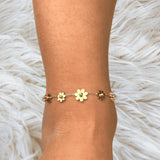 Floral anklet bracelet with gold flower charms | boho beach style anklet | nature-inspired summer jewelry for women | holiday gift