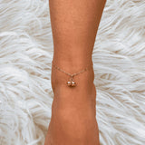 Delicate Flat Figaro Chain Anklet with Double Gold Ball Charm | Lightweight Summer Beach Jewelry | Minimalist Gift for Her