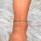 Gold Curb Chain Anklet | Minimalist Dainty Gold Anklet | Simple Everyday Foot Bracelet | Adjustable Summer Beach Jewelry Gift
