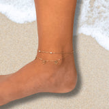 Dainty Gold Evil Eye Anklet | Layered Charm Ankle Bracelet | Protection Jewelry | Dainty Foot Chain | Unique Gift for Her