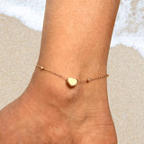 Dainty Heart Anklet with Gold Filled Chain | Minimal Foot Jewelry for Women | Summer Beach Gift | Romantic Adjustable Charm Anklet