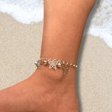 Boho butterfly charm anklet with gold chain | multicolor bead accent | nature-inspired foot jewelry | beach Perfect gift for her