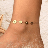 Floral anklet bracelet with gold flower charms | boho beach style anklet | nature-inspired summer jewelry for women | holiday gift
