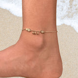 Boho fish charm anklet with gold chain | triple bell charm anklet| beach-inspired foot jewelry | Unique gift for her