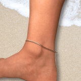 Gold Curb Chain Anklet | Minimalist Dainty Gold Anklet | Simple Everyday Foot Bracelet | Adjustable Summer Beach Jewelry Gift