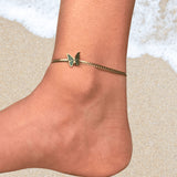 Green butterfly charm anklet with gold chain | Nature-inspired foot jewelry | Summer beach accessory | Perfect gift for her