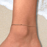 Gold Filled Snake Chain Anklet | Minimalist Thin Gold Anklet | Dainty Adjustable Foot Bracelet | Everyday Summer Jewelry Gift