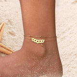 Five coin charm anklet with dainty gold chain | Boho foot jewelry | Beachy ankle bracelet | Summer fashion accessory | Gift for her
