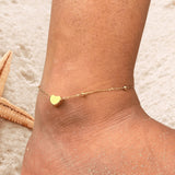 Dainty Heart Anklet with Gold Filled Chain | Minimal Foot Jewelry for Women | Summer Beach Gift | Romantic Adjustable Charm Anklet