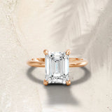 Lab Grown Emerald Diamond Solitaire Engagement Ring in 14K Gold (0.50 - 4.00 Carat Options, E-F Color, VS1-VS2 Clarity, IGI Certified) Mark Your Love with Sparkling Brilliance Surprise Gift