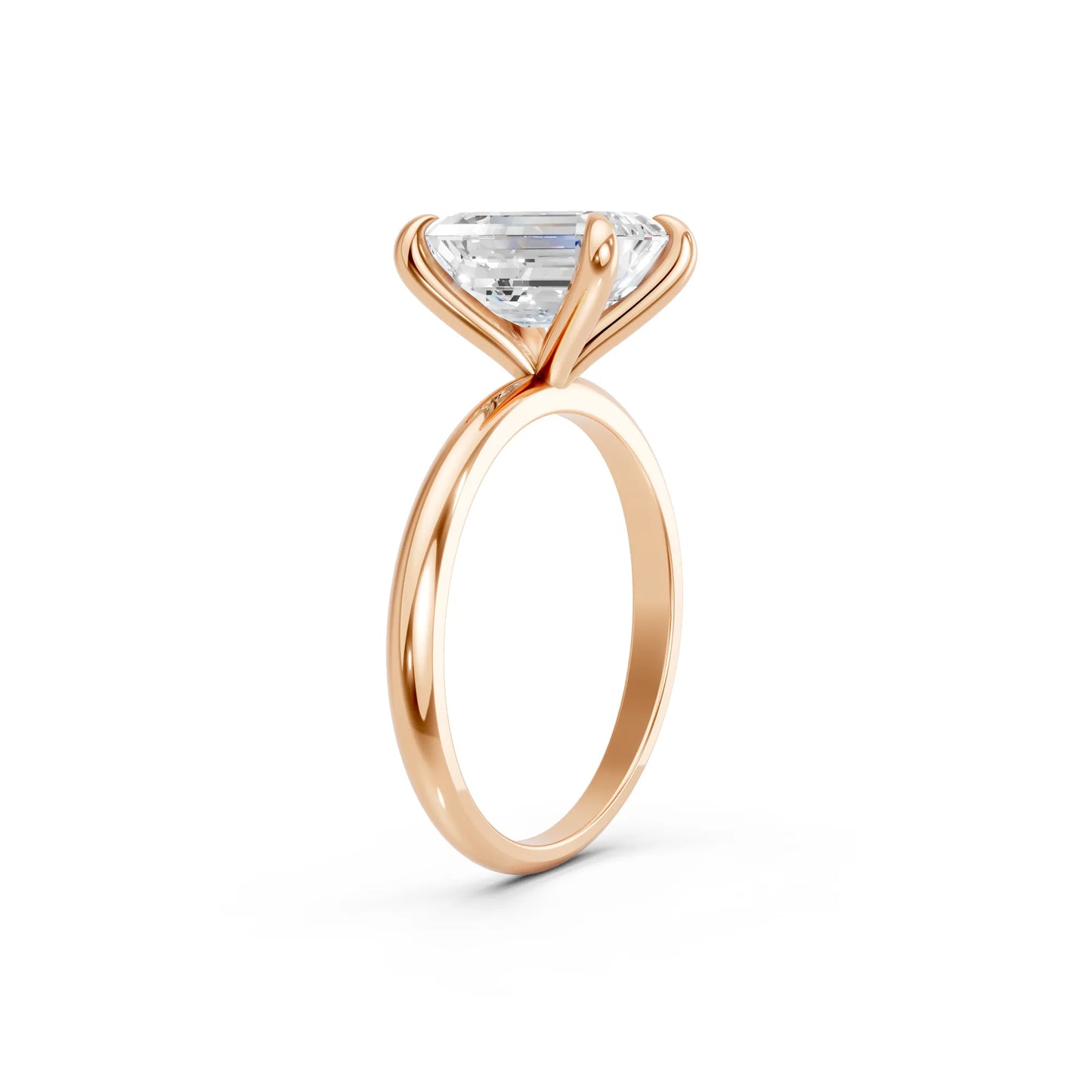 14K Gold Emerald Cut Diamond Solitaire Engagement Ring