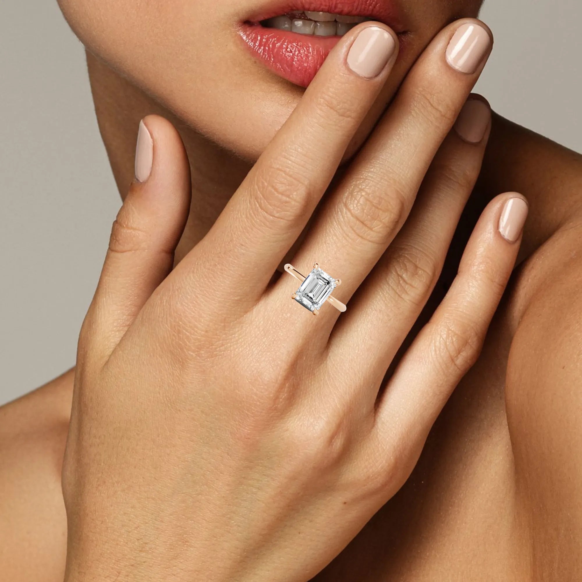 Lab Grown Emerald Diamond Solitaire Engagement Ring in 14K Gold (0.50 - 4.00 Carat Options, E-F Color, VS1-VS2 Clarity, IGI Certified) Mark Your Love with Sparkling Brilliance Surprise Gift