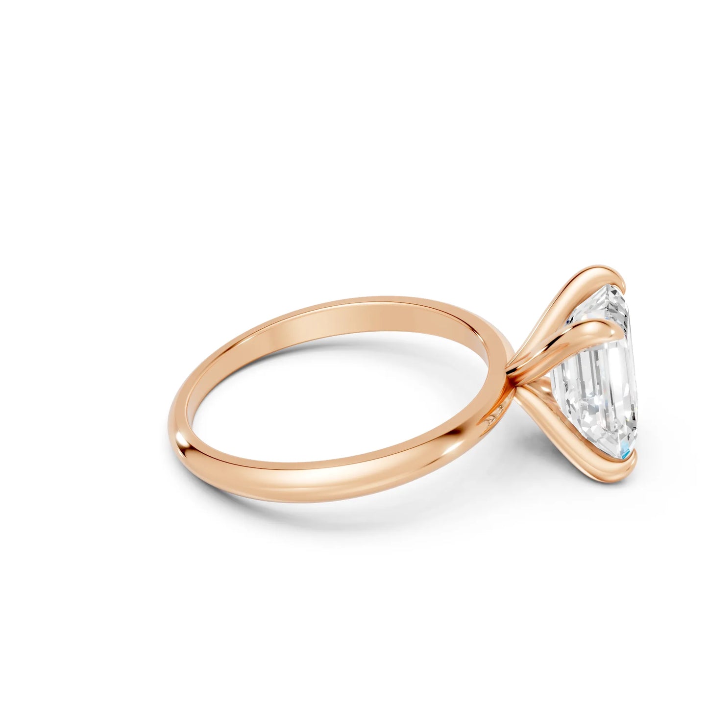 14K Gold Emerald Cut Diamond Solitaire Engagement Ring