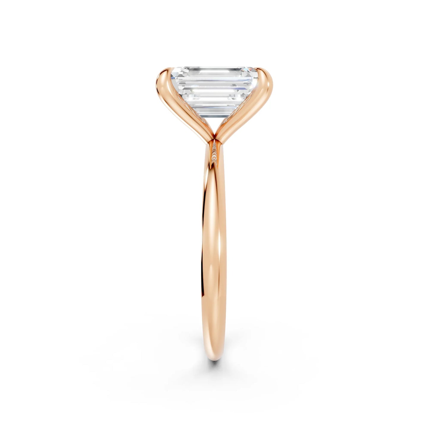 14K Gold Emerald Cut Diamond Solitaire Engagement Ring