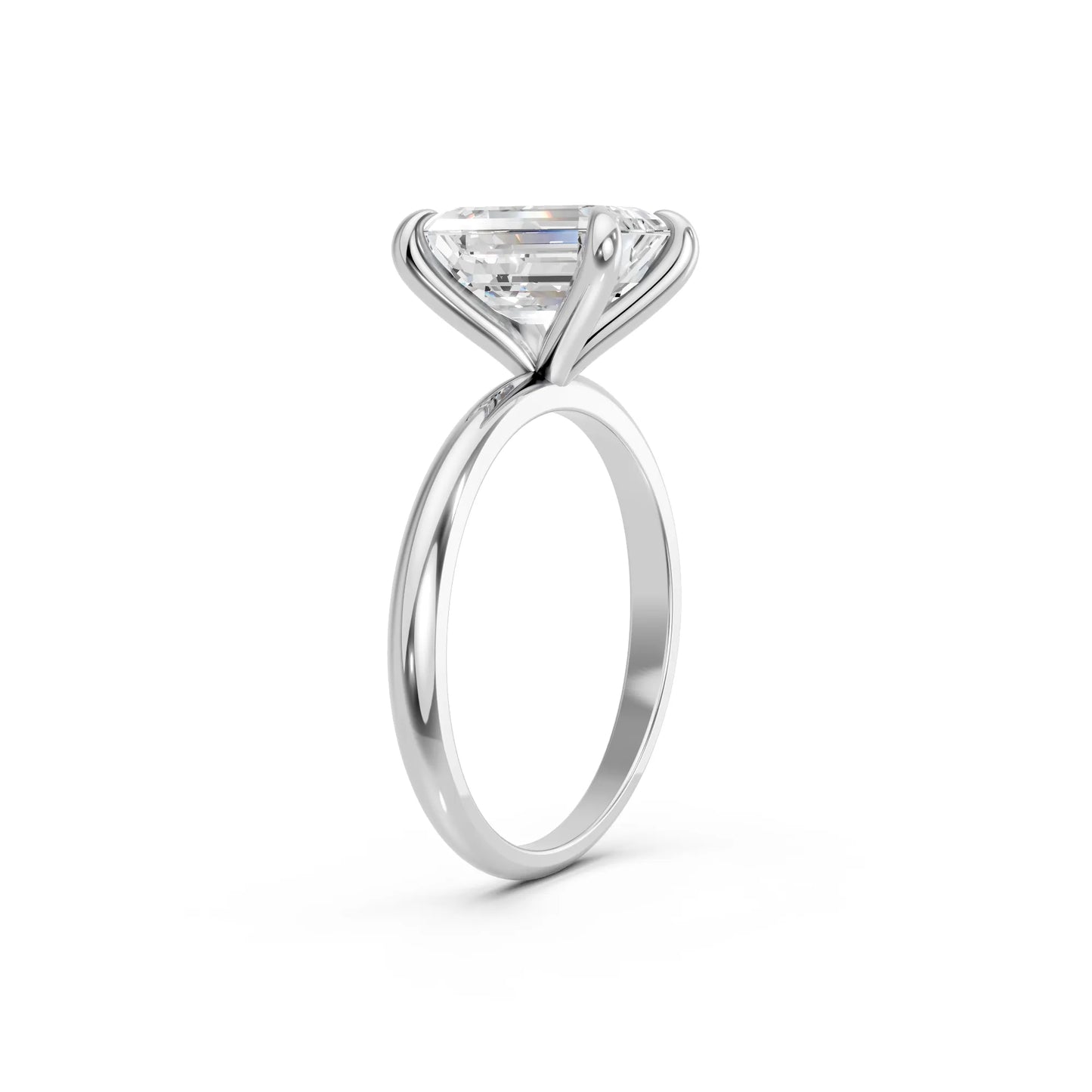 14K Gold Emerald Cut Diamond Solitaire Engagement Ring
