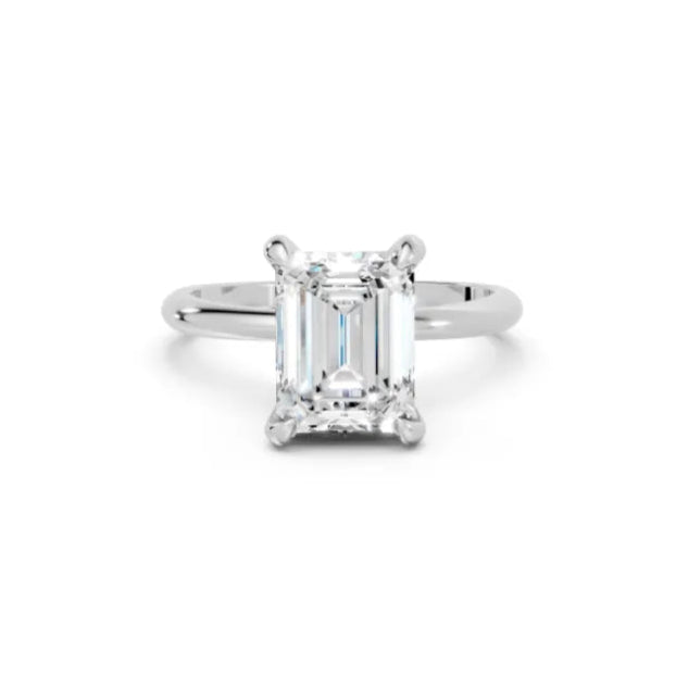 14K Gold Emerald Cut Diamond Solitaire Engagement Ring