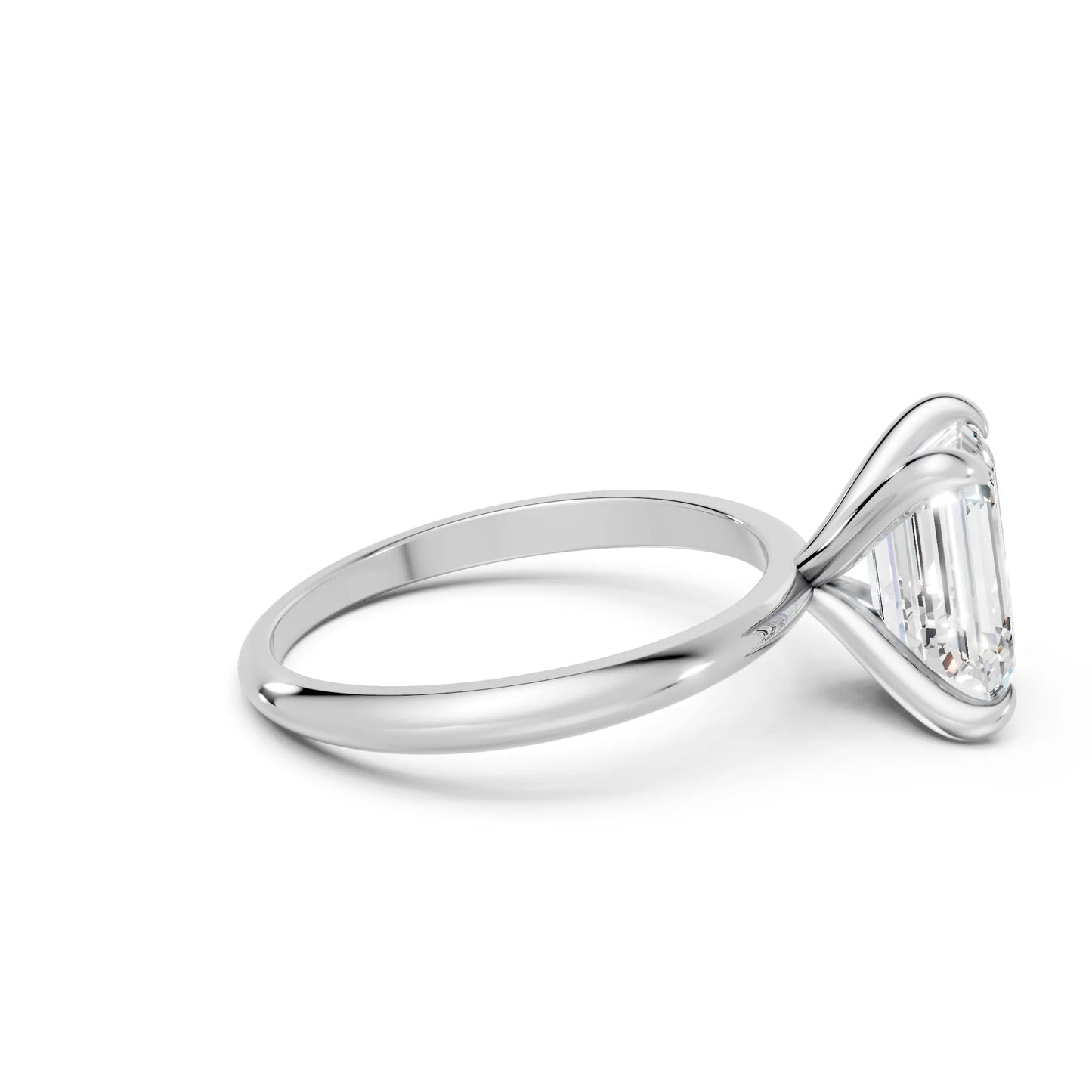 14K Gold Emerald Cut Diamond Solitaire Engagement Ring