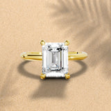 Lab Grown Emerald Diamond Solitaire Engagement Ring in 14K Gold (0.50 - 4.00 Carat Options, E-F Color, VS1-VS2 Clarity, IGI Certified) Mark Your Love with Sparkling Brilliance Surprise Gift