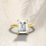 Lab Grown Emerald Diamond Solitaire Engagement Ring in 14K Gold (0.50 - 4.00 Carat Options, E-F Color, VS1-VS2 Clarity, IGI Certified) Mark Your Love with Sparkling Brilliance Surprise Gift