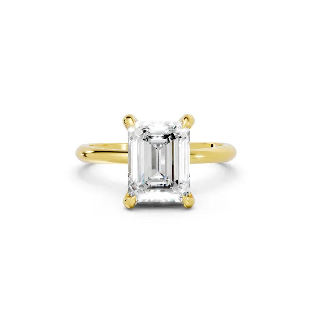 14K Gold Emerald Cut Diamond Solitaire Engagement Ring