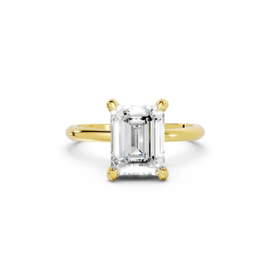 14K Gold Emerald Cut Diamond Solitaire Engagement Ring