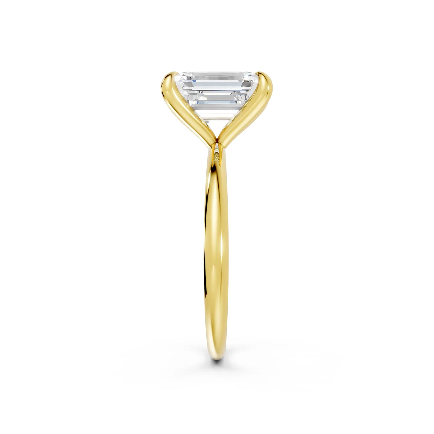 14K Gold Emerald Cut Diamond Solitaire Engagement Ring