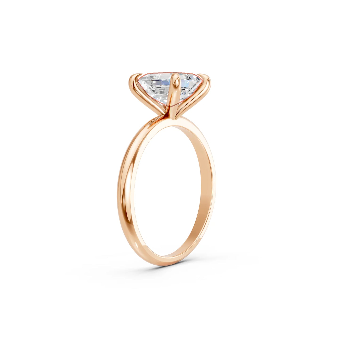 14K Gold Asscher Cut Diamond Solitaire Engagement Ring