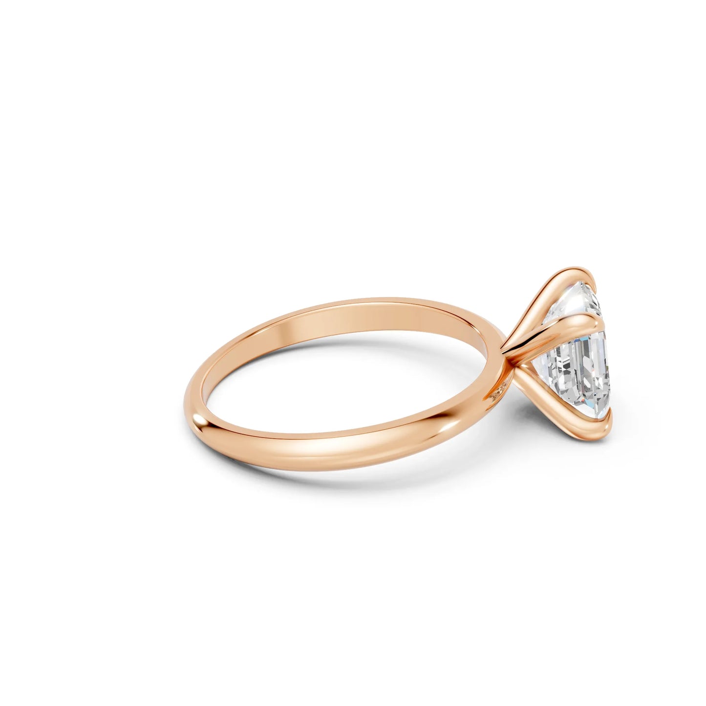 14K Gold Asscher Cut Diamond Solitaire Engagement Ring