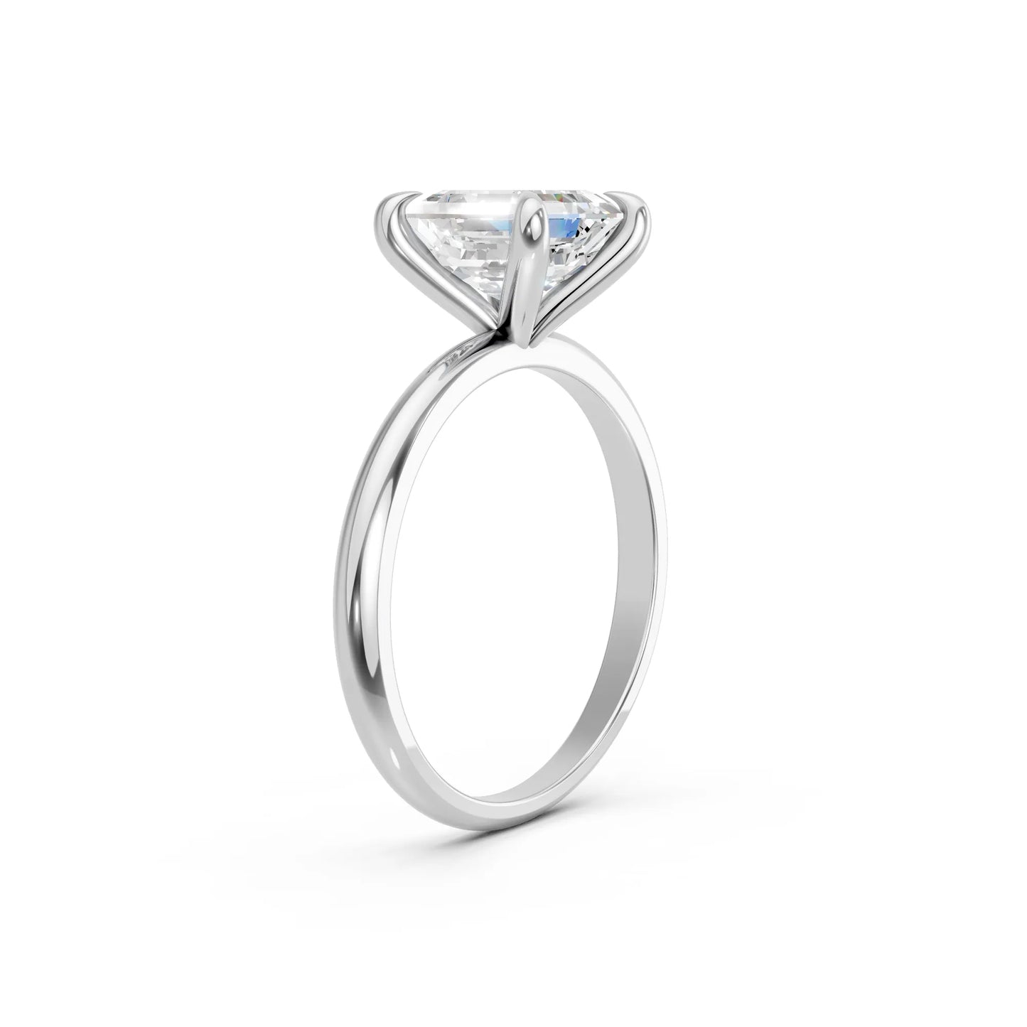 14K Gold Asscher Cut Diamond Solitaire Engagement Ring