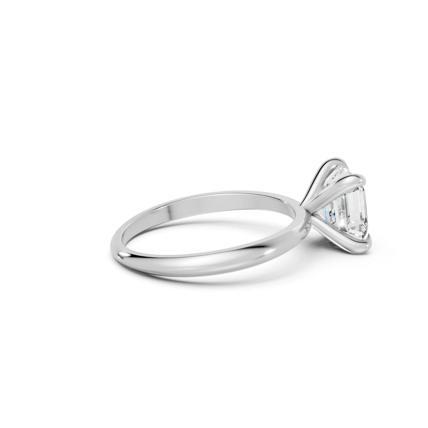14K Gold Asscher Cut Diamond Solitaire Engagement Ring