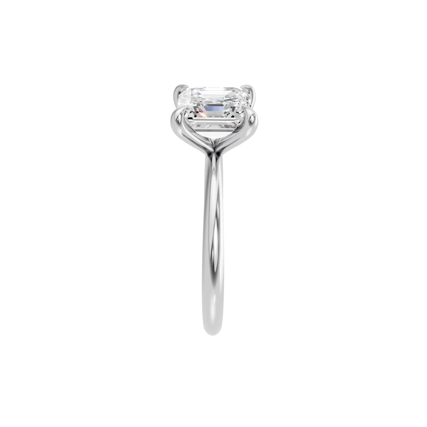 14K Gold Asscher Cut Diamond Solitaire Engagement Ring