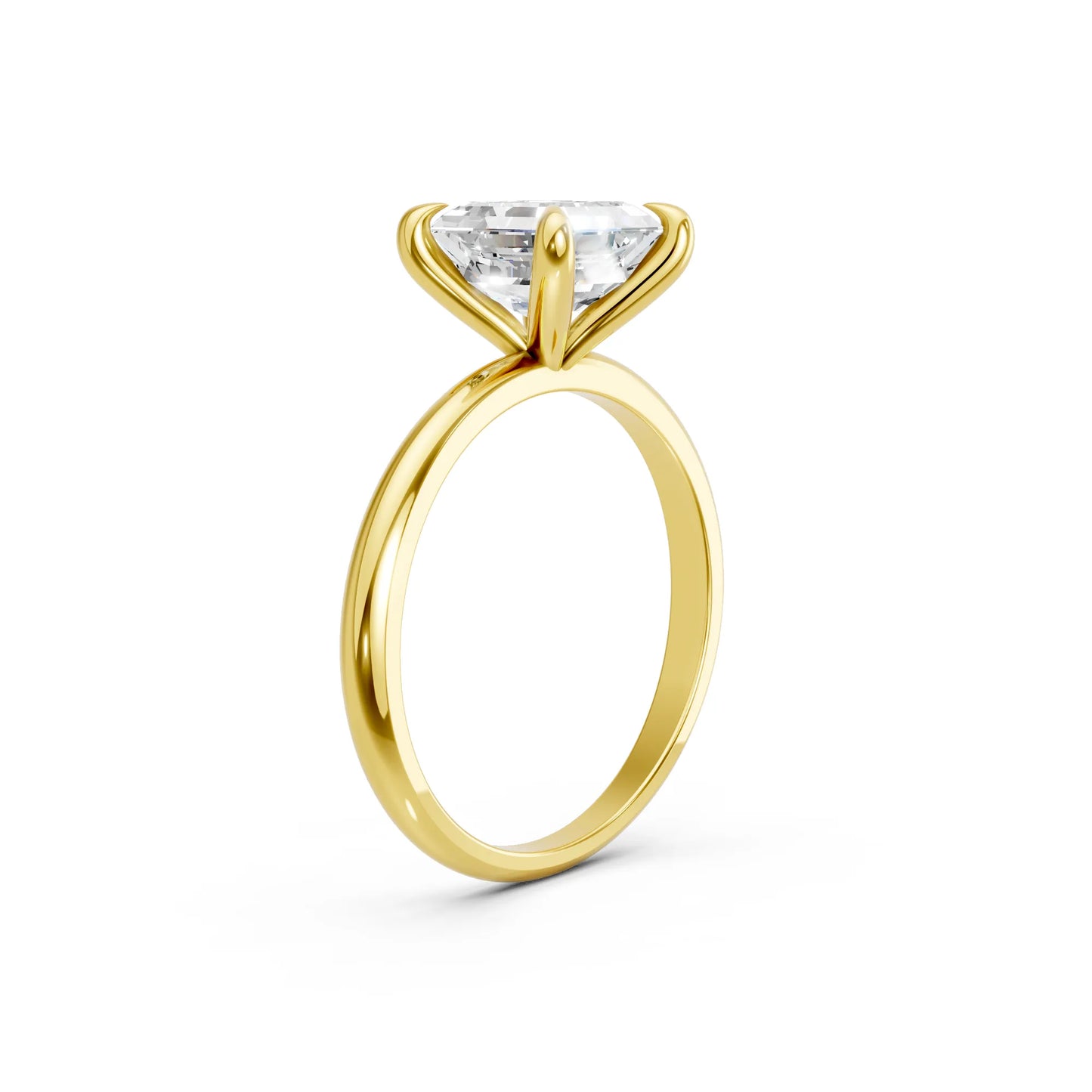 14K Gold Asscher Cut Diamond Solitaire Engagement Ring